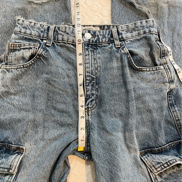 Cotton On Cargo Wide Leg Distressed Blue Jeans Women’s Size 6 Denim Medium Wash - Picture 5 of 8